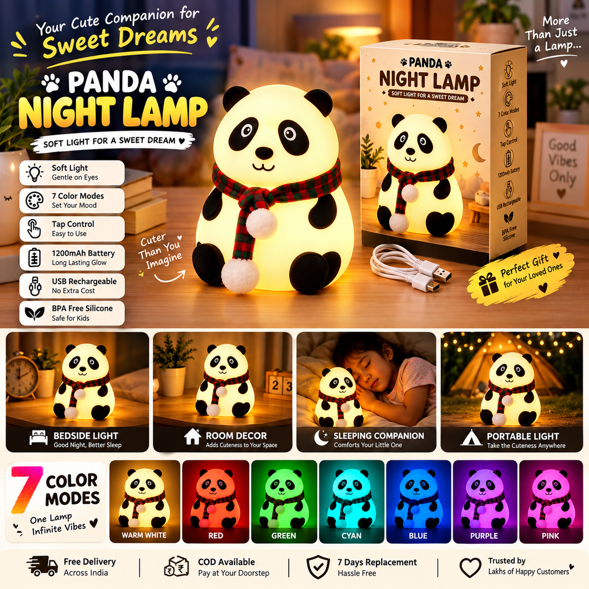 Cute Panda Night Lamp